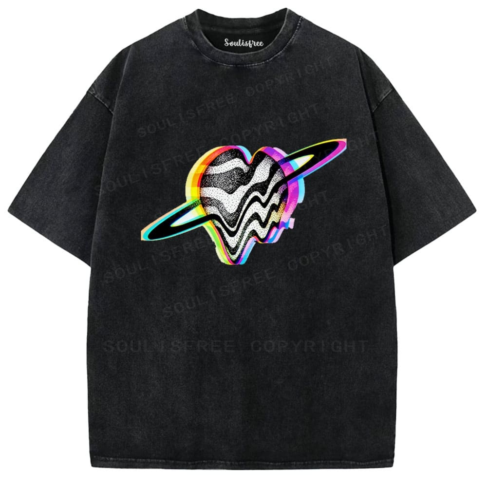 Soulisfree Cosmic Heart Ring Illusion Washed Tee