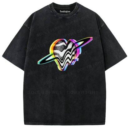 Soulisfree Cosmic Heart Ring Illusion Washed Tee
