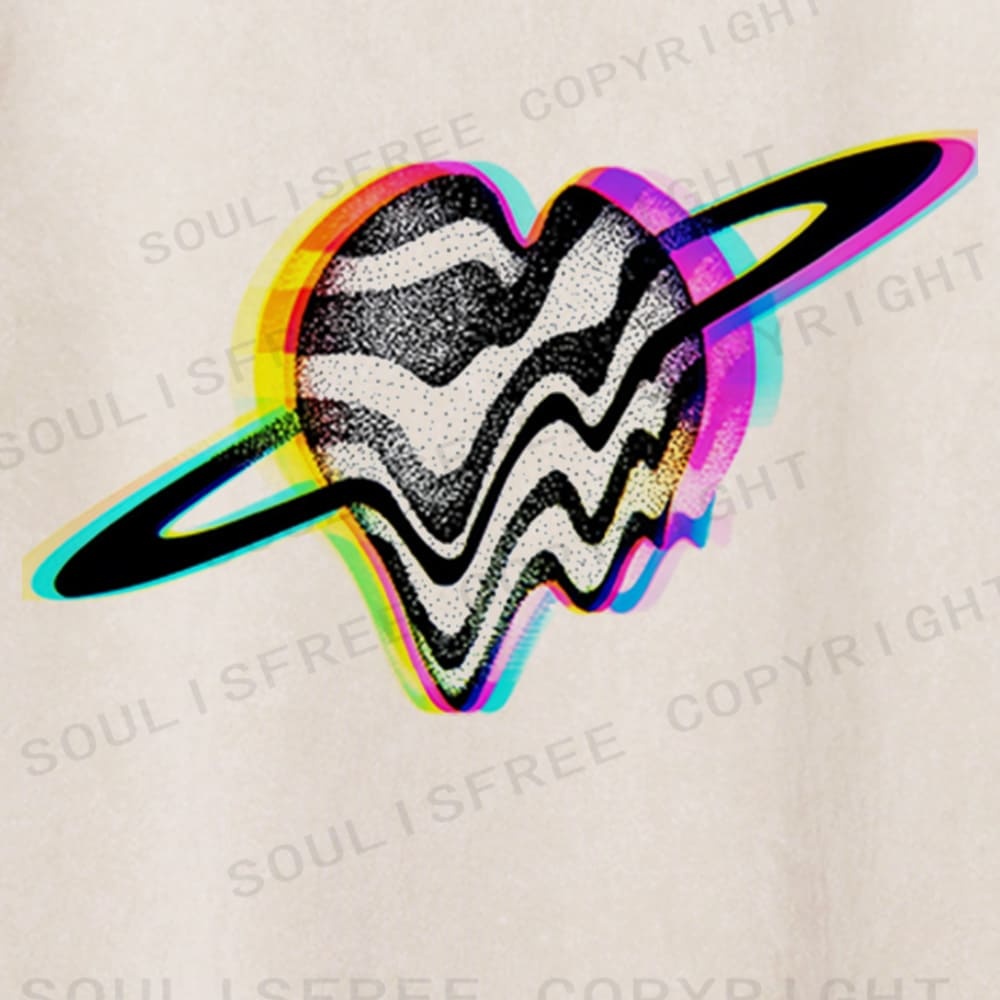 Soulisfree Cosmic Heart Ring Illusion Washed Tee