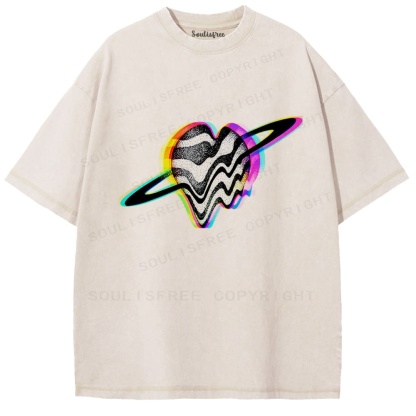 Soulisfree Cosmic Heart Ring Illusion Washed Tee