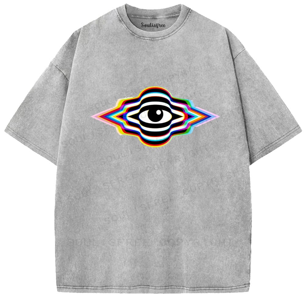 Soulisfree Rainbow Prism Eye Illusion Washed Tee