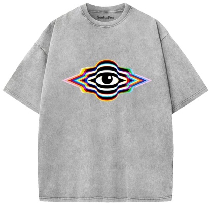 Soulisfree Rainbow Prism Eye Illusion Washed Tee