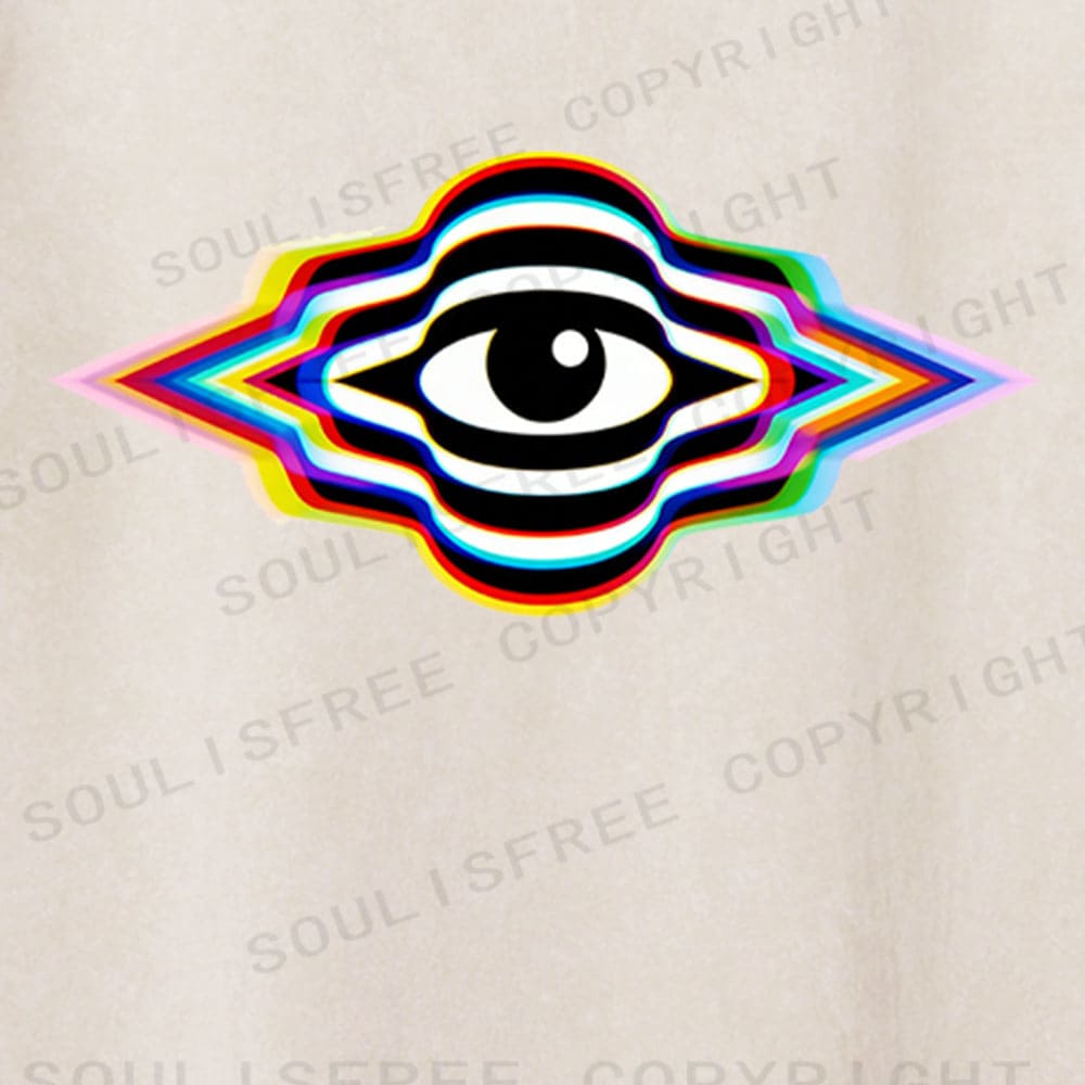 Soulisfree Rainbow Prism Eye Illusion Washed Tee