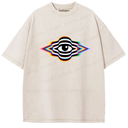 Soulisfree Rainbow Prism Eye Illusion Washed Tee