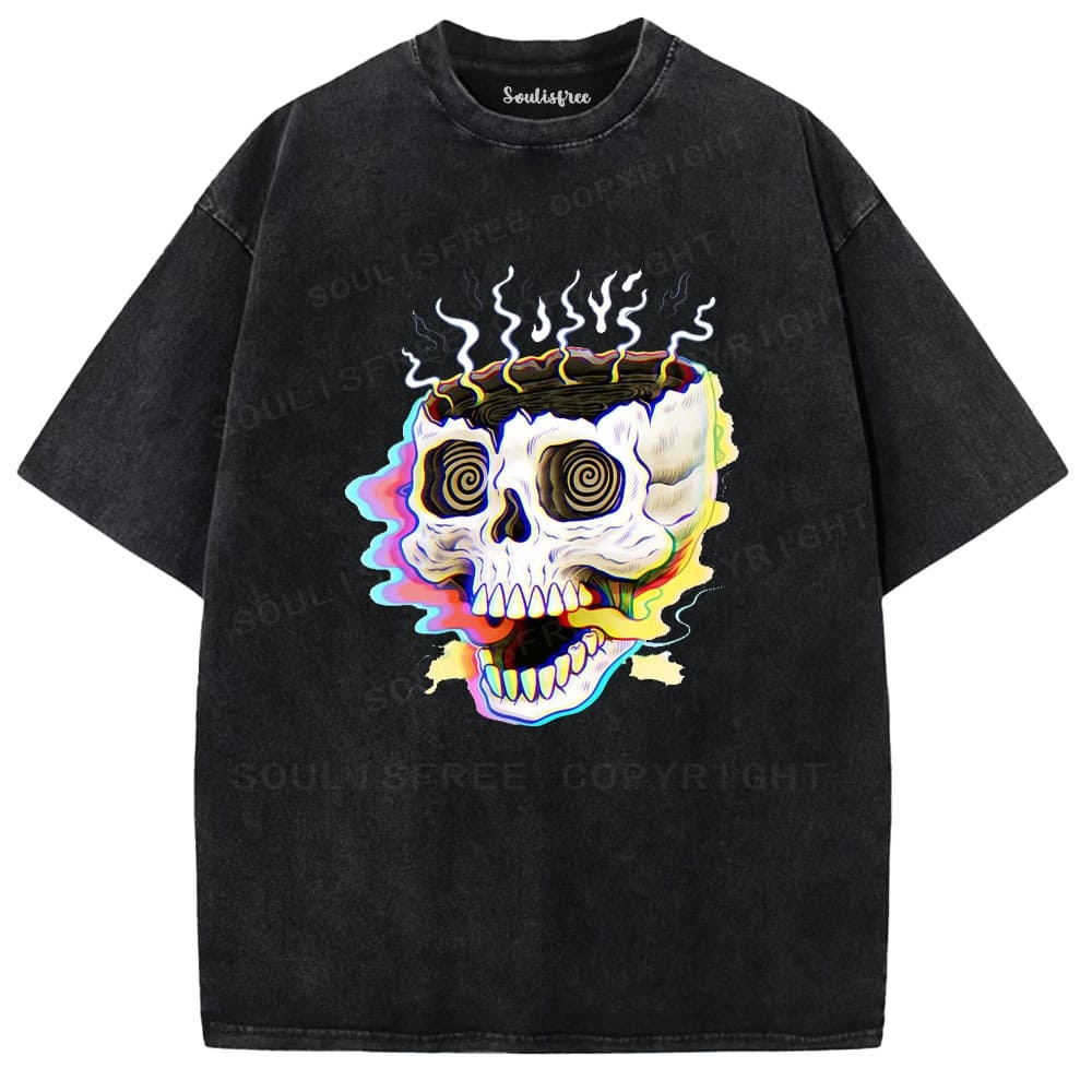 Soulisfree Spiral Skull Melt Edge Washed Tee