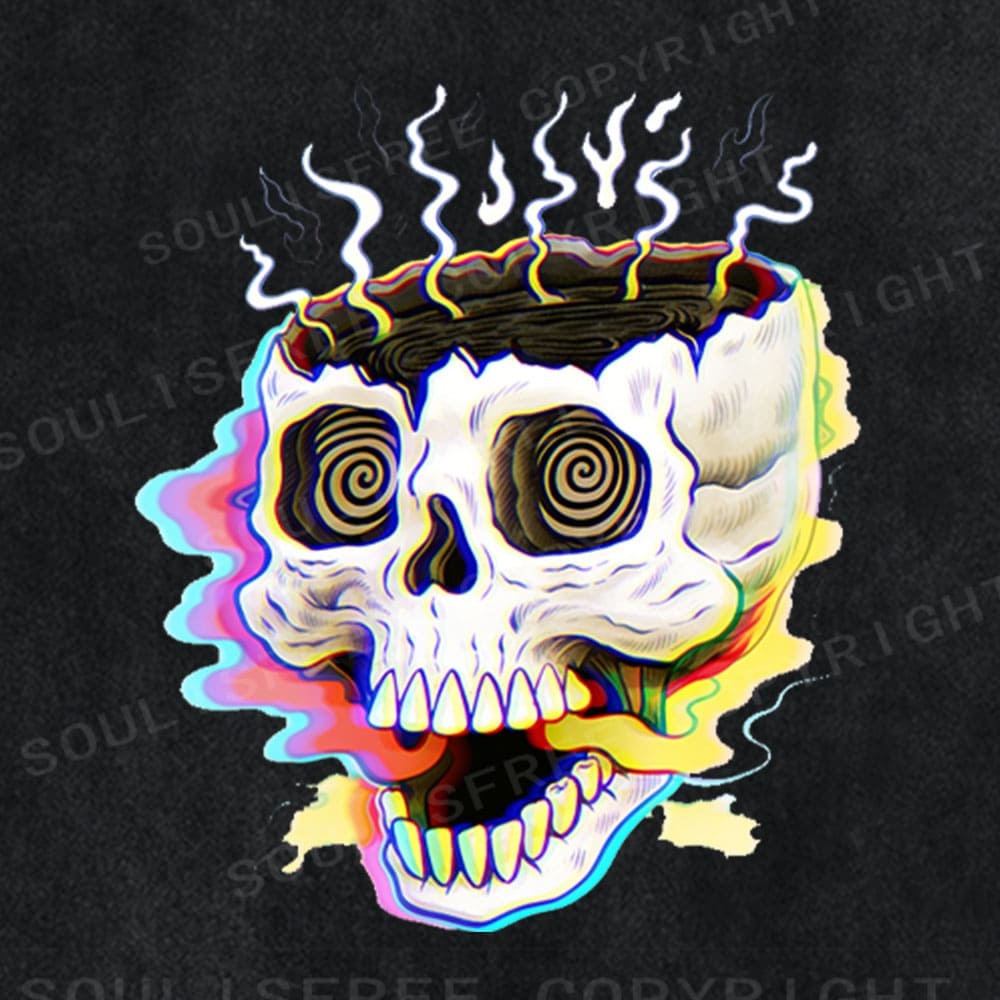 Soulisfree Spiral Skull Melt Edge Washed Tee