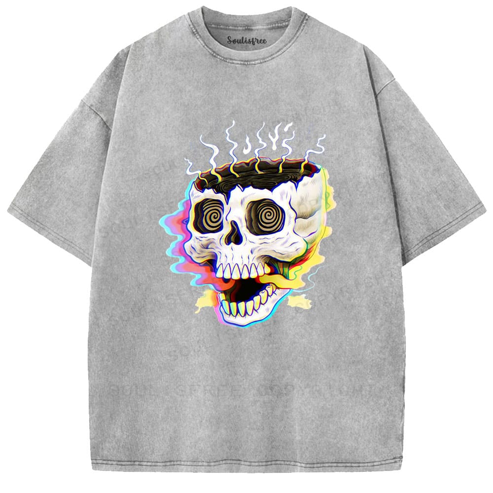 Soulisfree Spiral Skull Melt Edge Washed Tee