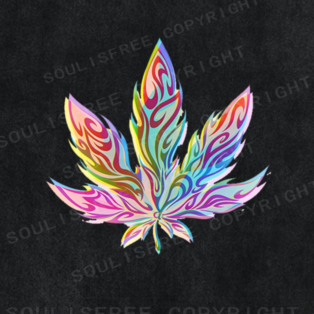 Soulisfree Rainbow Flame Leaf Mystic Vibe Washed Tee