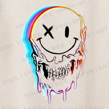 Soulisfree Rainbow Melt Grin Illusion Washed Tee