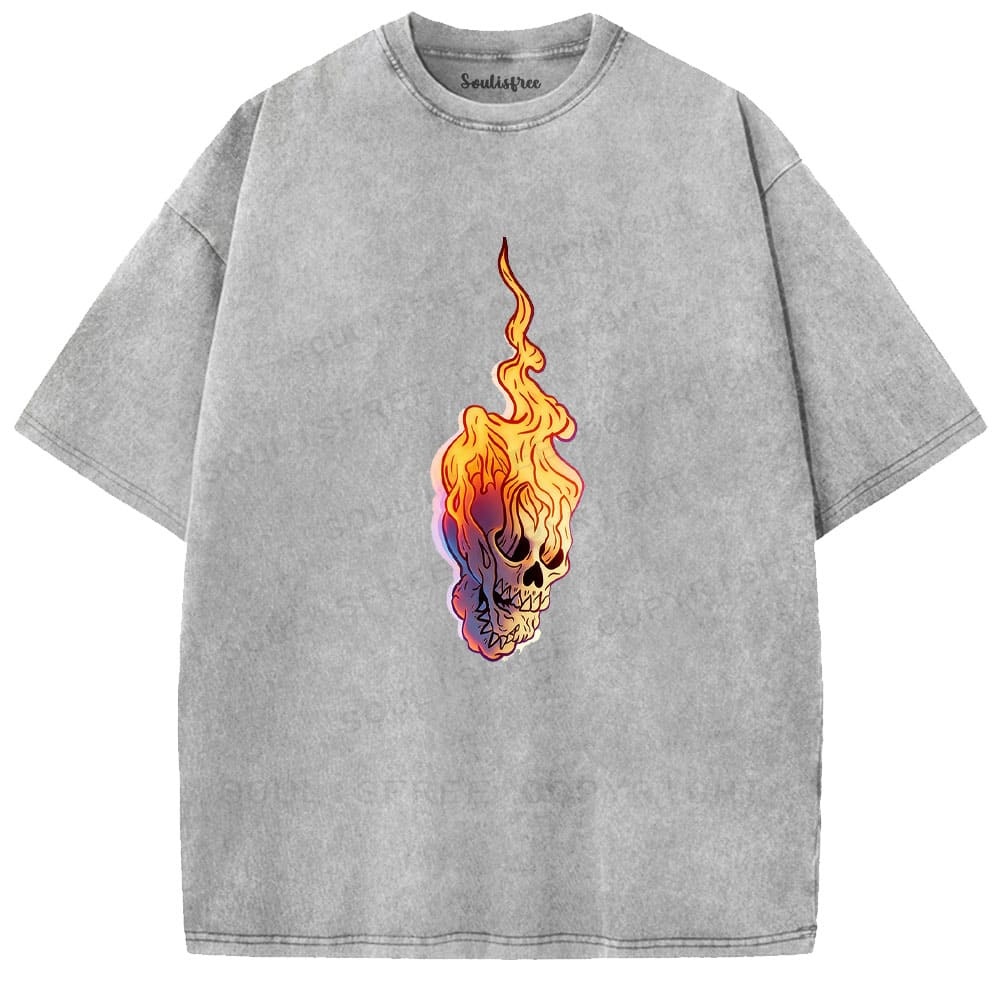 Soulisfree Flame Skull Ascend Vibe Illusion Washed Tee