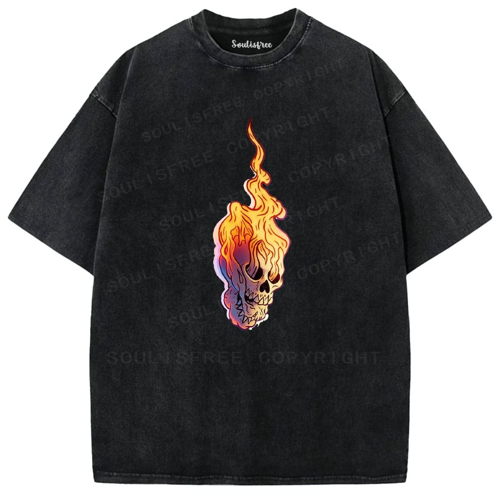 Soulisfree Flame Skull Ascend Vibe Illusion Washed Tee
