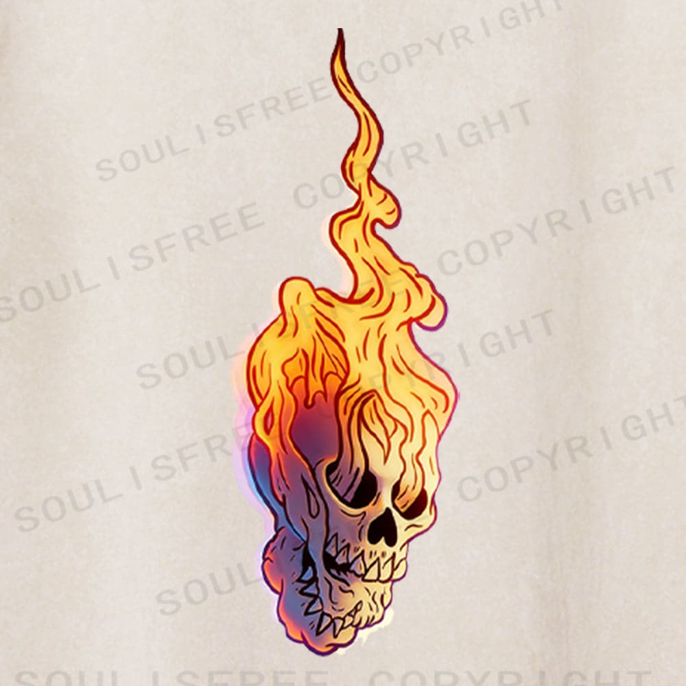Soulisfree Flame Skull Ascend Vibe Illusion Washed Tee