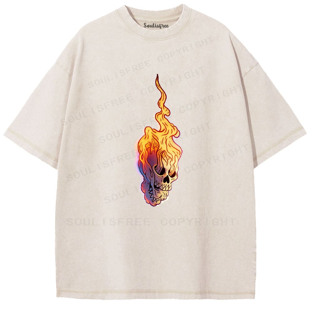 Soulisfree Flame Skull Ascend Vibe Illusion Washed Tee