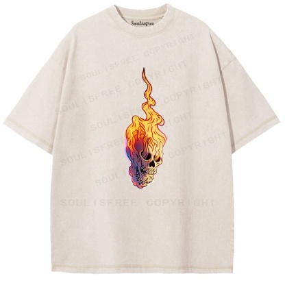 Soulisfree Flame Skull Ascend Vibe Illusion Washed Tee