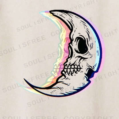 Soulisfree Crescent Skull Rainbow Edge Illusion Washed Tee