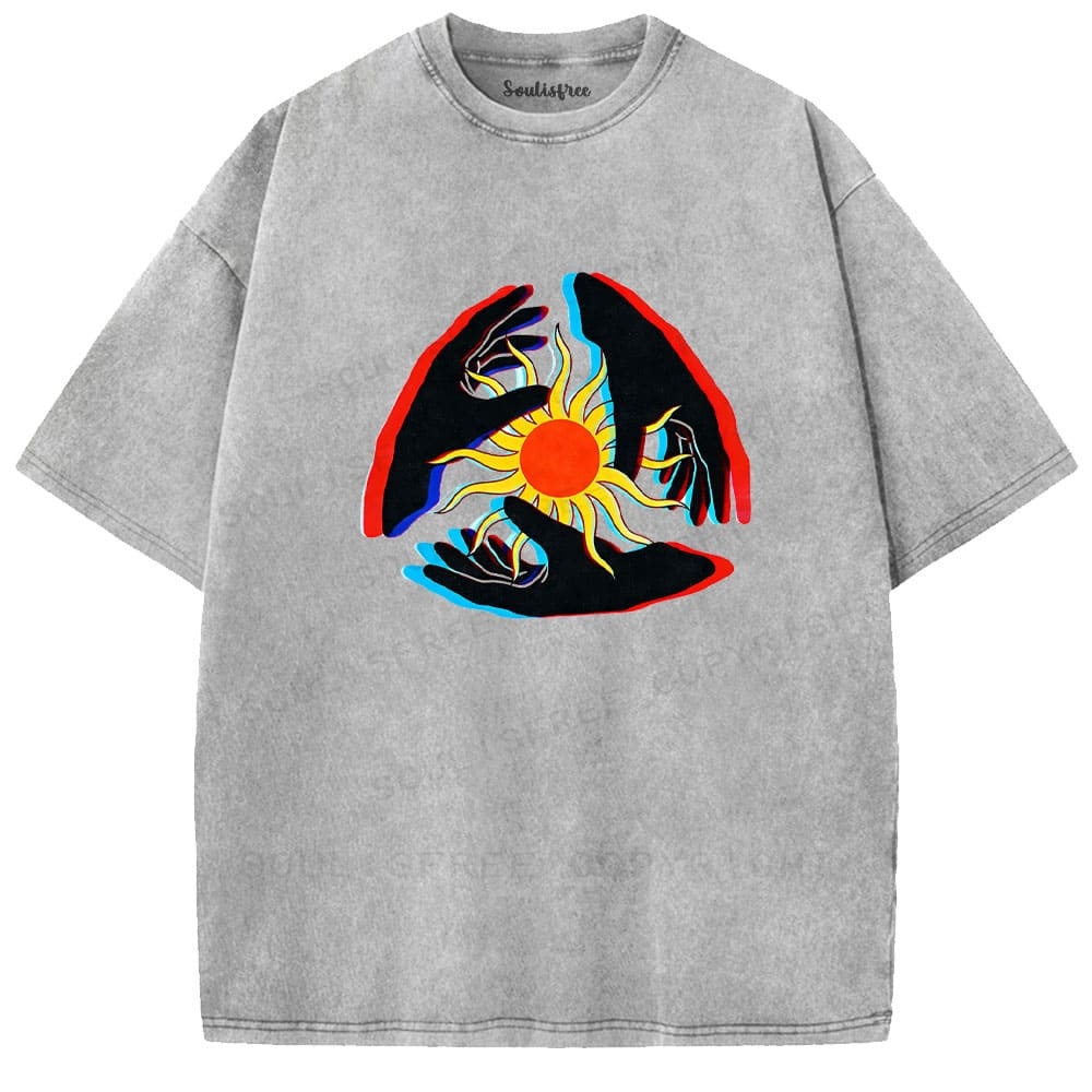 Soulisfree Triple Hand Sun Illusion Washed Tee