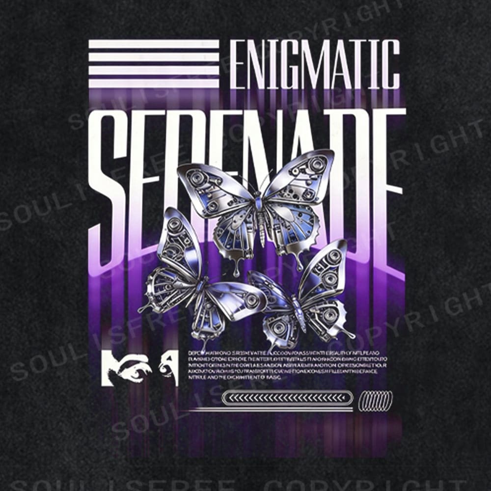 Soulisfree Chrome Butterfly Cyber Serenade Illusion Washed Tee