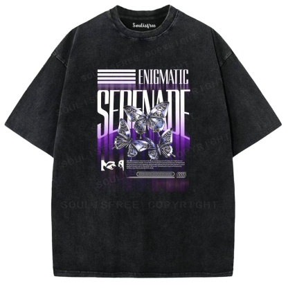 Soulisfree Chrome Butterfly Cyber Serenade Illusion Washed Tee