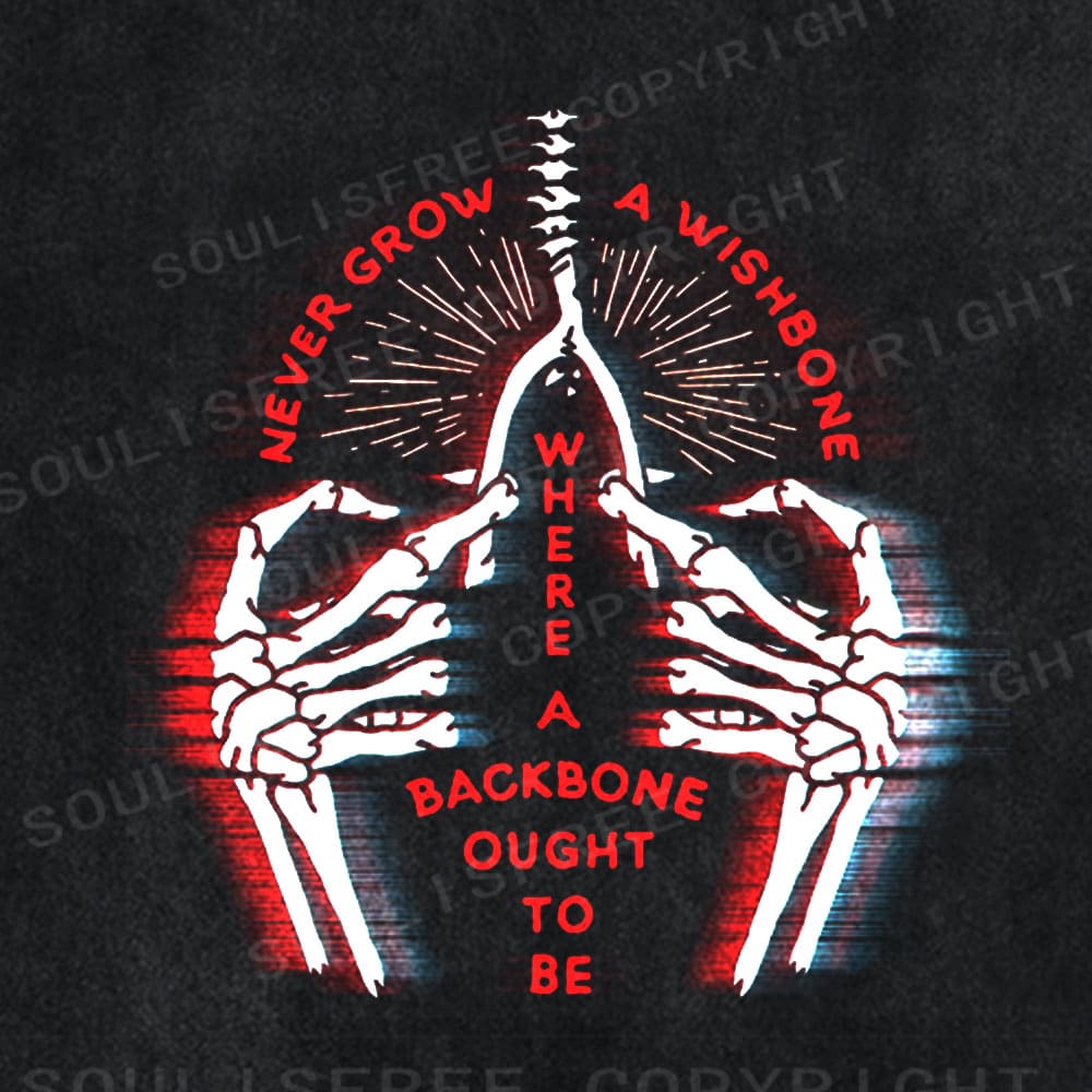 Soulisfree Skeleton Wishbone Radiant Spine Illusion Washed Tee