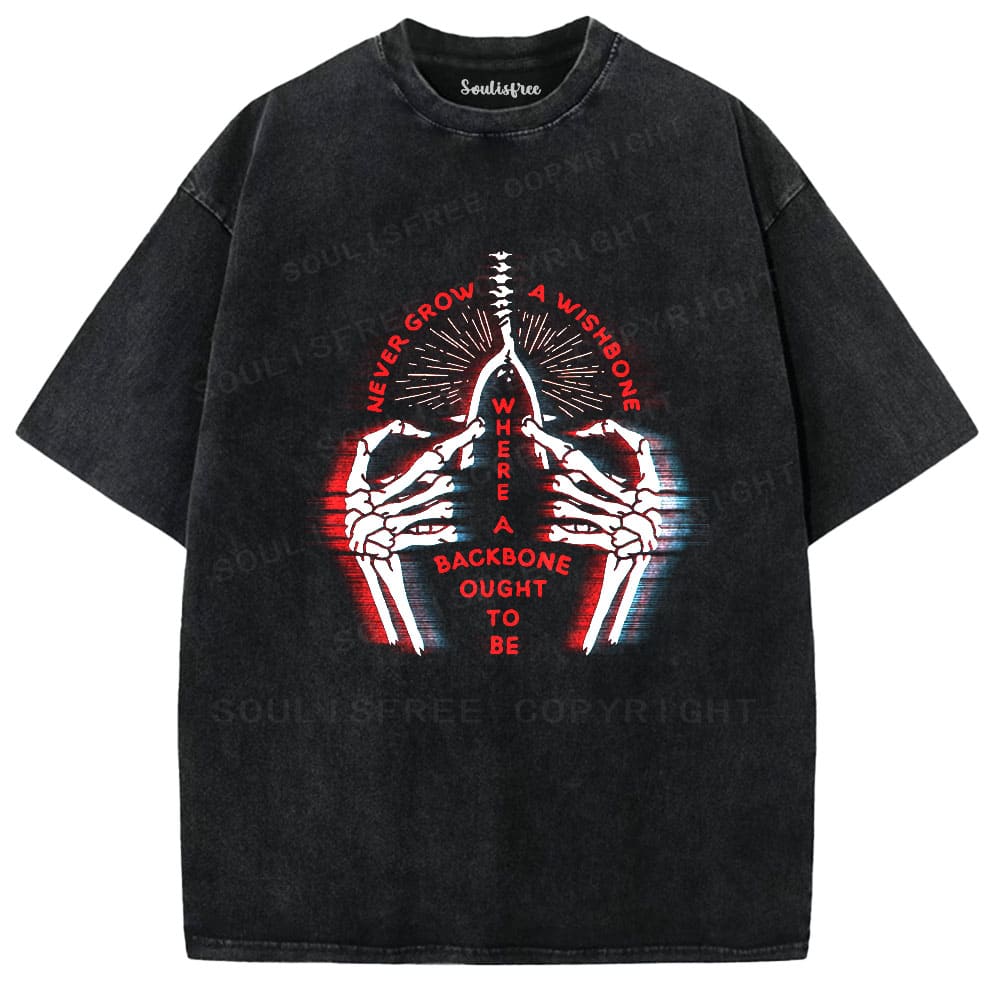 Soulisfree Skeleton Wishbone Radiant Spine Illusion Washed Tee