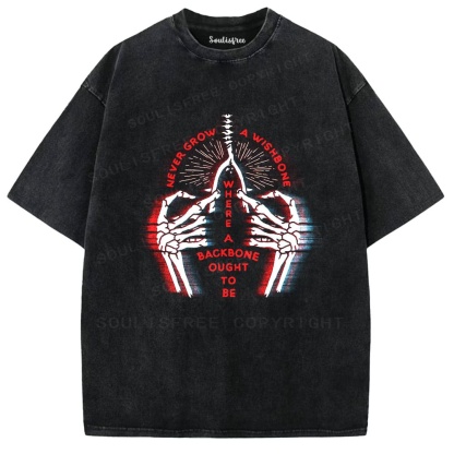 Soulisfree Skeleton Wishbone Radiant Spine Illusion Washed Tee