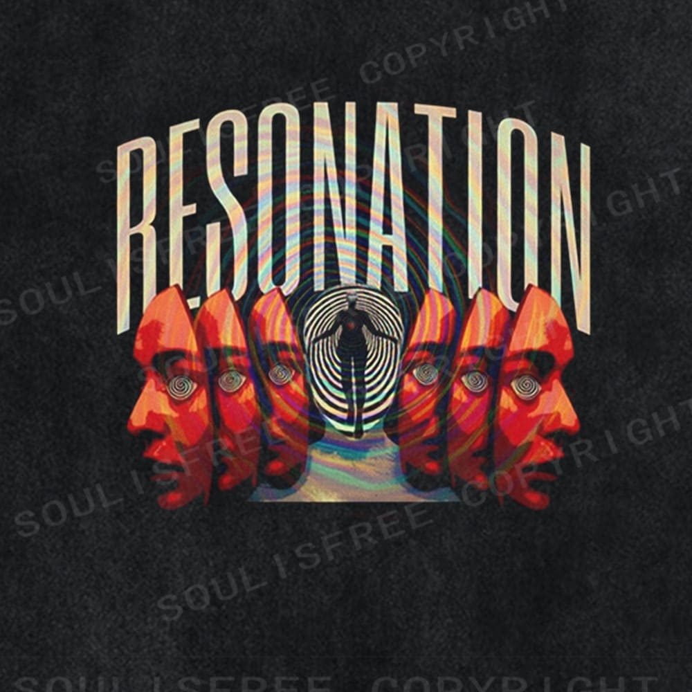 Soulisfree Red Face Spiral Tunnel Illusion Washed Tee