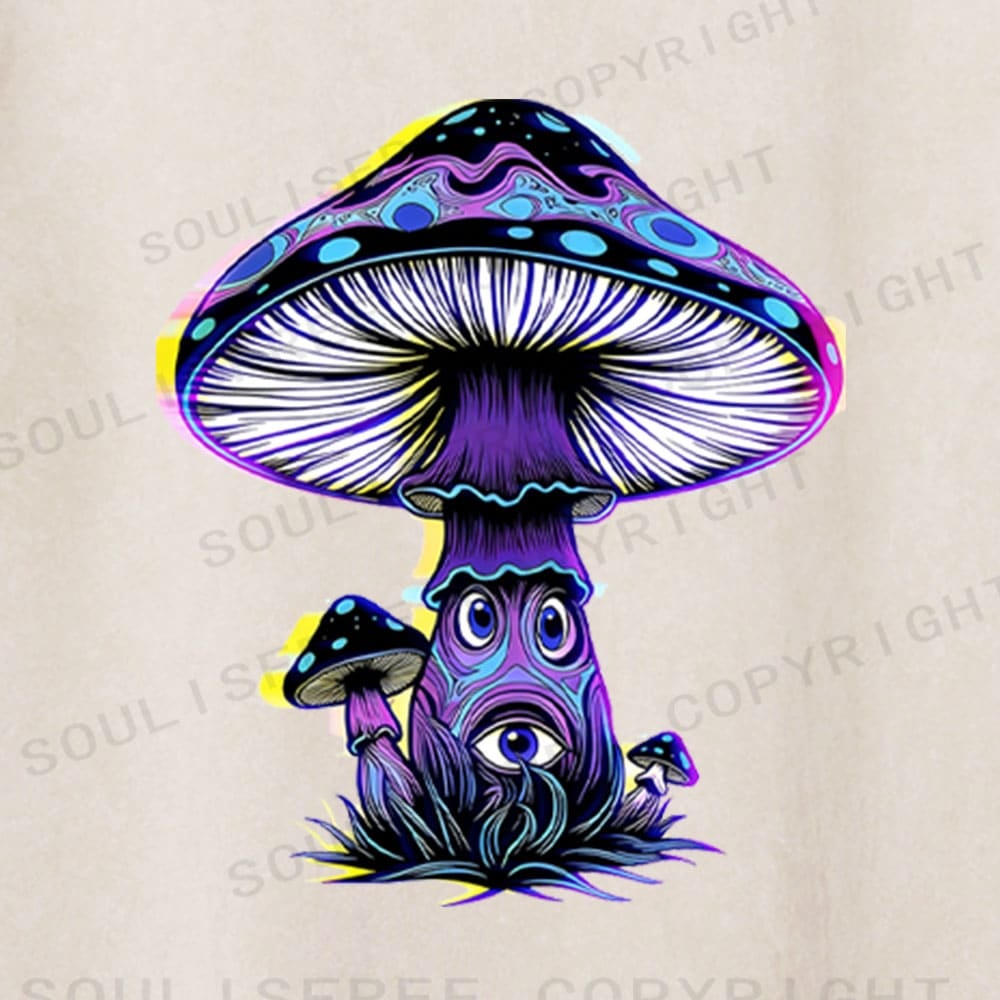 Soulisfree Neon Mushroom Third Eye Washed Tee