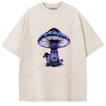 Soulisfree Neon Mushroom Third Eye Washed Tee