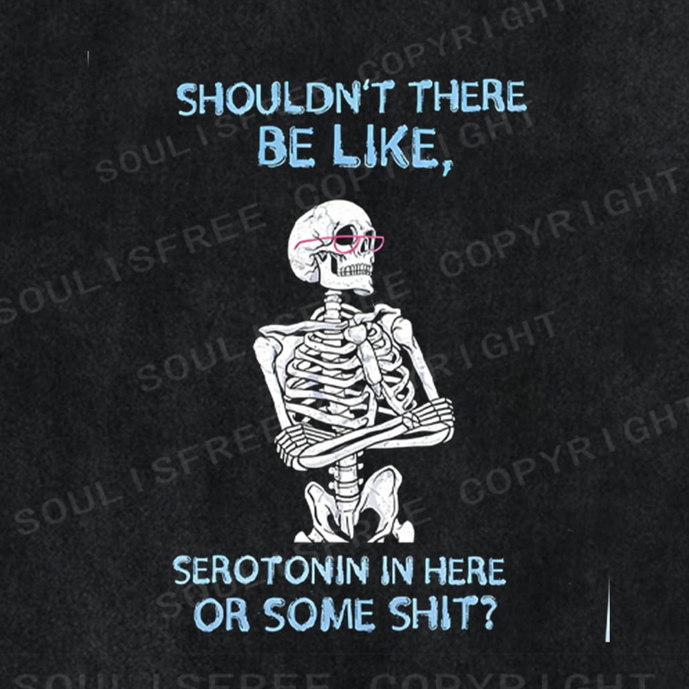 Soulisfree Chill Skeleton Blue Text Washed Tee