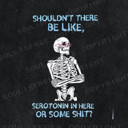 Soulisfree Chill Skeleton Blue Text Washed Tee