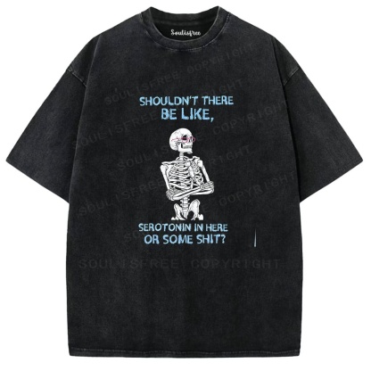 Soulisfree Chill Skeleton Blue Text Washed Tee