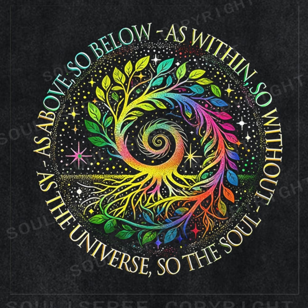 Soulisfree Rainbow Tree Cosmic Spiral Washed Tee