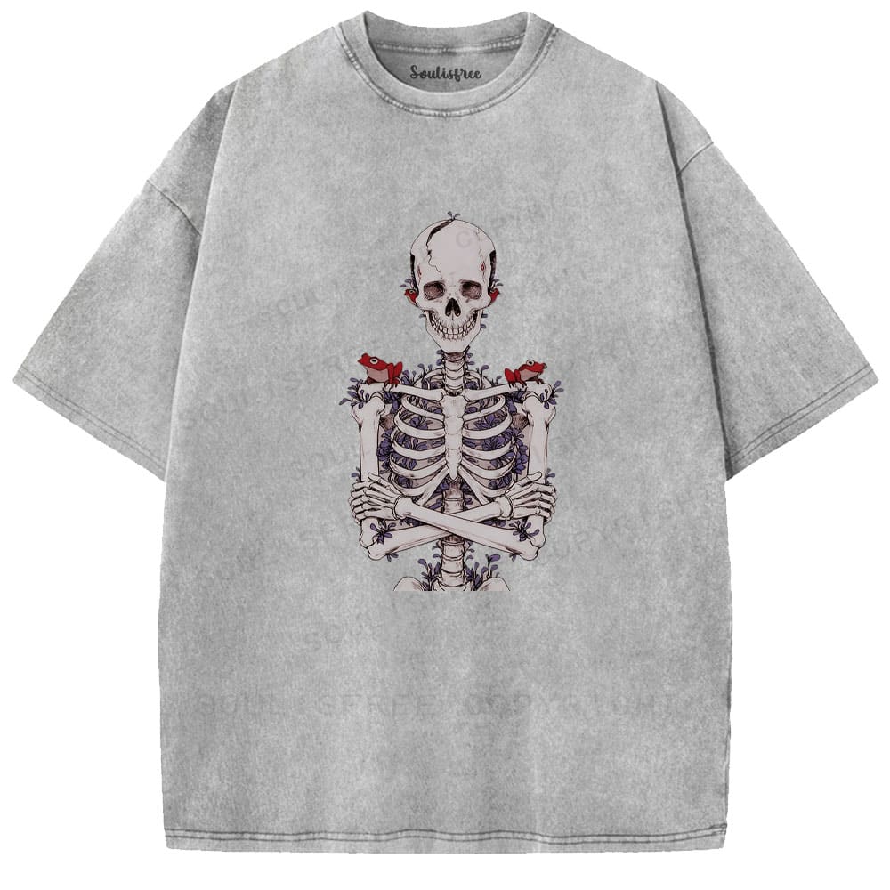 Soulisfree Bone Bloom Avian Rest Washed Tee