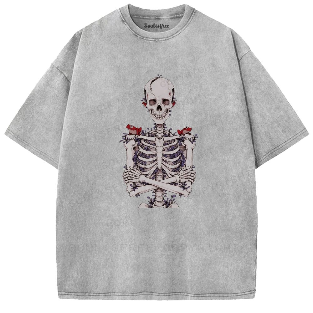 Soulisfree Bone Bloom Avian Rest Washed Tee