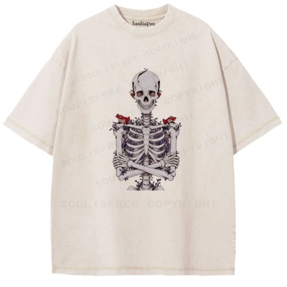 Soulisfree Bone Bloom Avian Rest Washed Tee