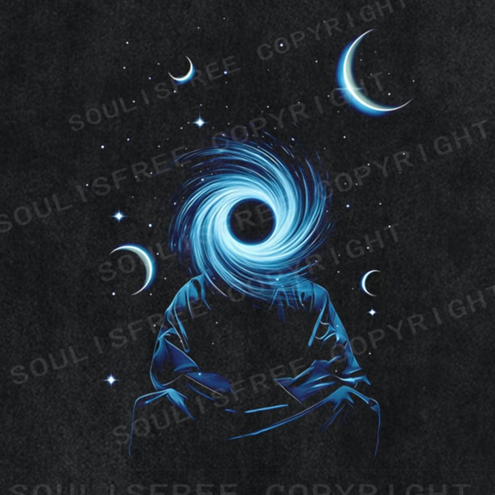 Soulisfree Celestial Vortex Lunar Orbit Illusion Burst Washed Tee