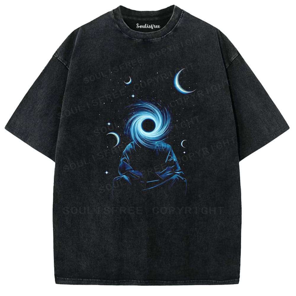Soulisfree Celestial Vortex Lunar Orbit Illusion Burst Washed Tee
