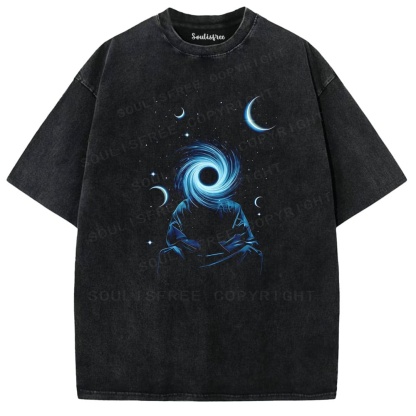 Soulisfree Celestial Vortex Lunar Orbit Illusion Burst Washed Tee