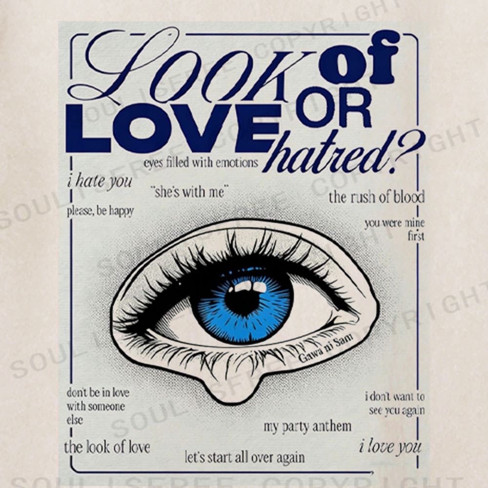 Soulisfree Emotional Gaze Text Collage Washed Tee