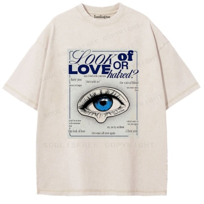 Soulisfree Emotional Gaze Text Collage Washed Tee