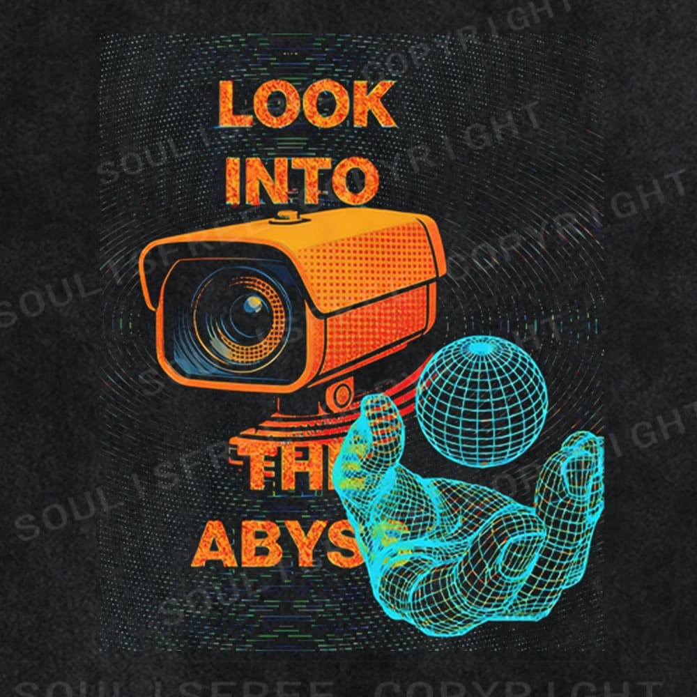 Soulisfree Digital Gaze Wireframe Sphere Burst Washed Tee