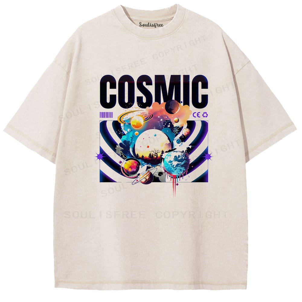 Soulisfree Celestial Collage Nebula Burst Washed Tee