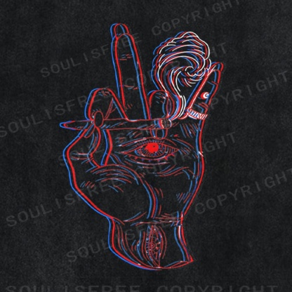 Soulisfree Dual Chroma Gesture Psychedelic Symbolism Illusion Washed Tee