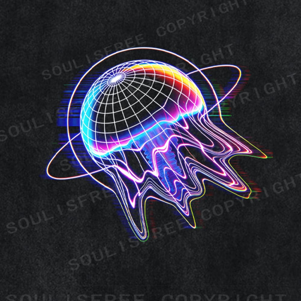 Soulisfree Neon Abyss Digital Tide Illusion Washed Tee