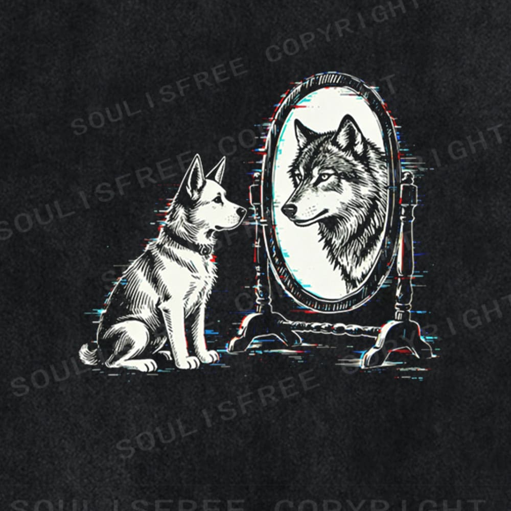 Soulisfree Inner Wolf Mirror Threshold  Illusion Washed Tee