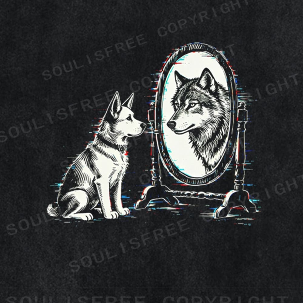 Soulisfree Inner Wolf Mirror Threshold  Illusion Washed Tee