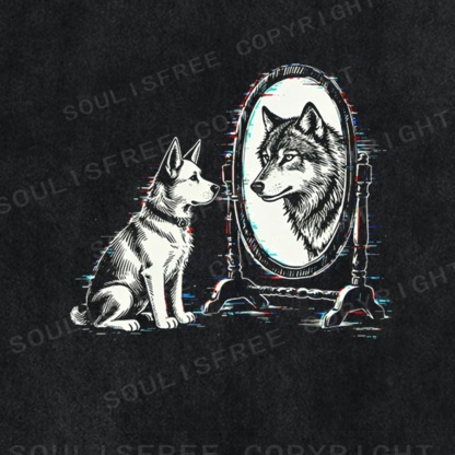 Soulisfree Inner Wolf Mirror Threshold  Illusion Washed Tee