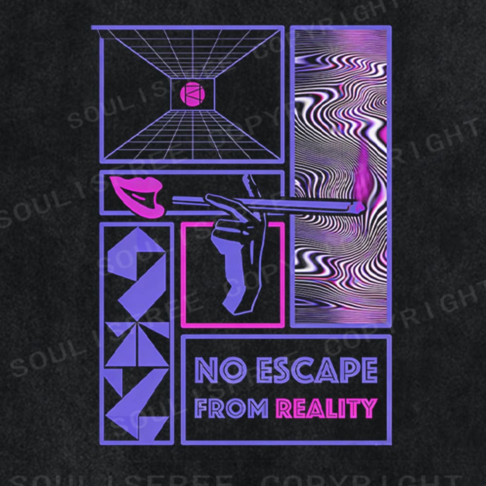 Soulisfree Neon Labyrinth Reality Frame Illusion Washed Tee