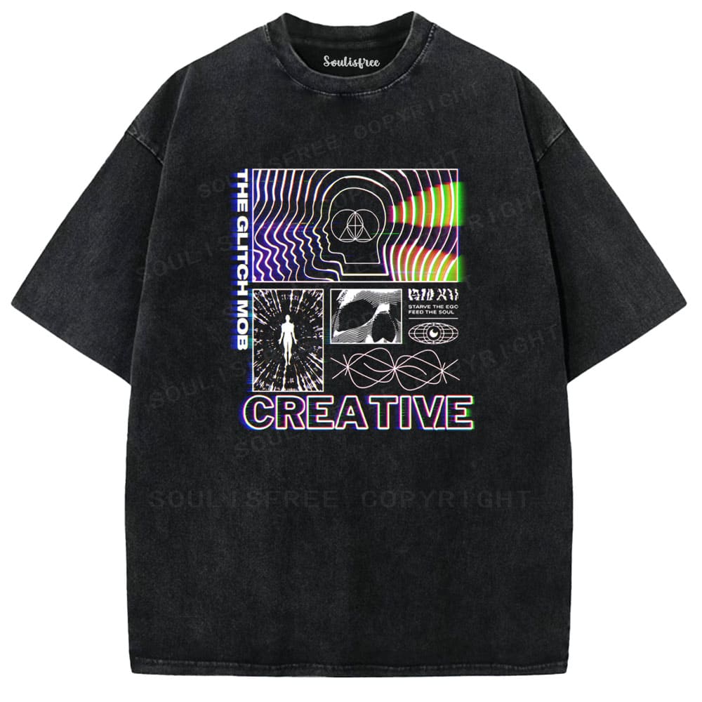 Soulisfree Neon Cortex Creative Pulse Illusion Washed Tee