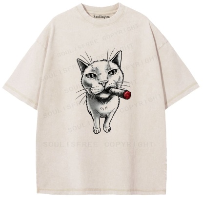Soulisfree Rebel Whisker Cigar Pose Washed Tee